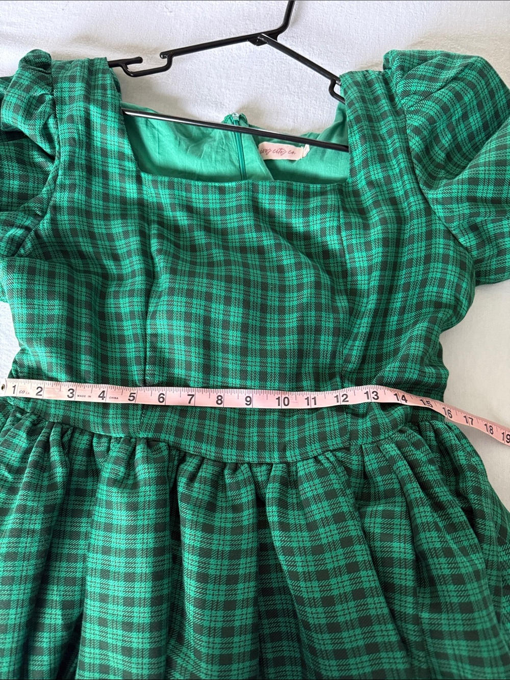 Ivy City Co Green Plaid Square-Neck Dress Size 12 - Picture 6 of 6